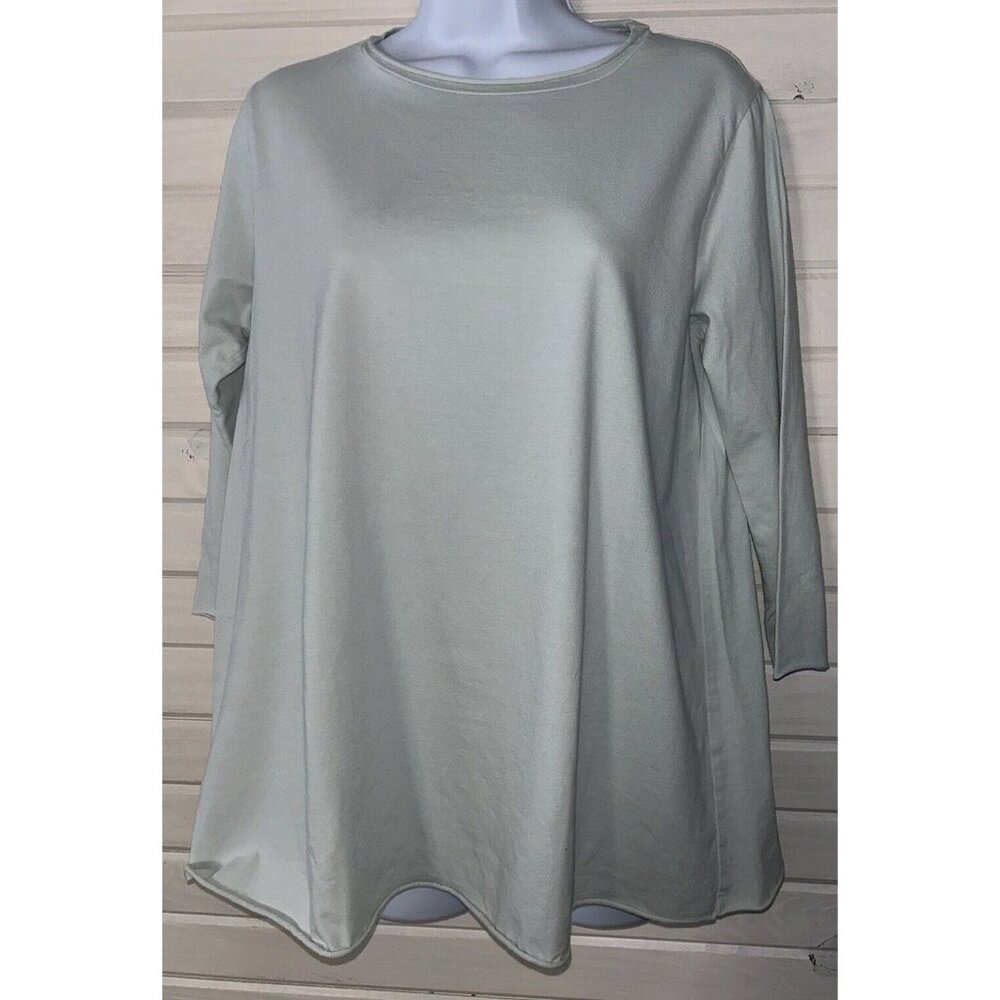 Labo.Art Sz 2 (MEDIUM) 3/4 Sleeve Light Green Boxy Cotton Top Tee Italy EUC